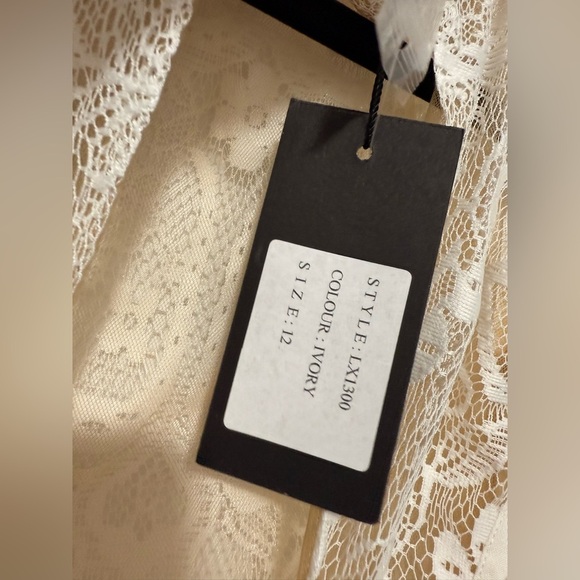 Lexi Ivory Lace Midi Dress w/ High Neck & Gold Buttons NWT - US 8 - Picture 5 of 8